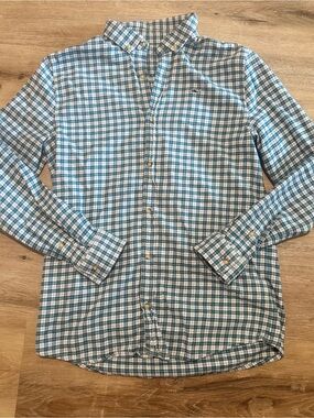 Youth Boys Vineyard Vines Blue and White Flannel Button-Down Shirt